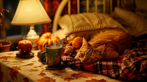 🍂 Cosy Living Room Ambience To Soothe You | Relaxing Purring Sounds | Autumn Vibes