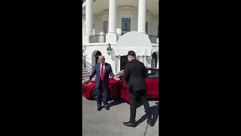 President Trump appears to choose the Tesla Model S Plaid outside the White House to purchase