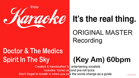 Doctor & The Medics - Spirit In The Sky (Key Am) 60bpm (Official) (2025) Karaoke
