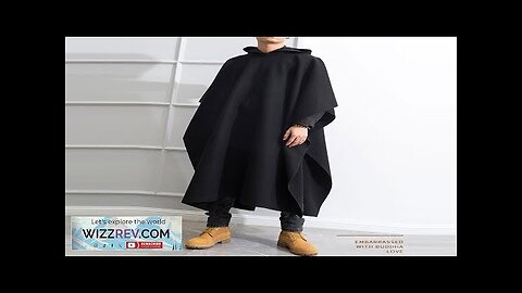 INCERUN Autumn Winter New Men's Loose Black Coats Stylish Irregular Hooded Cloak Review