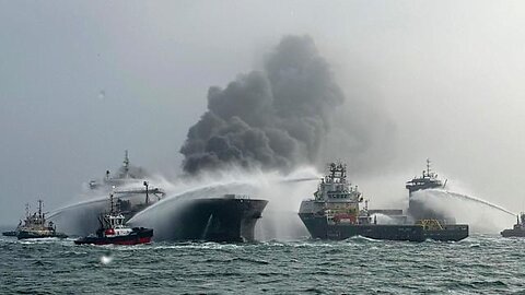 Oil tanker and cargo ship collide in North Sea: Strong fire broke out