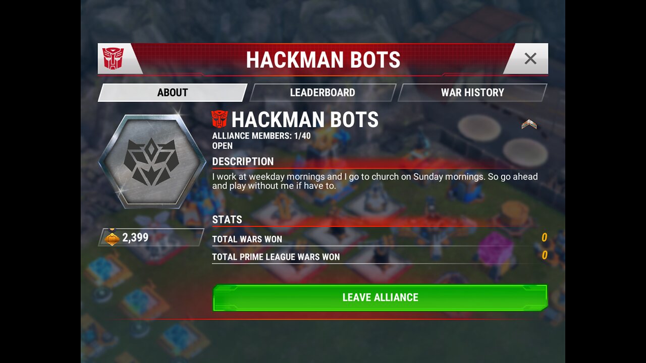 Transformers Earth Wars My Autobot Alliance is Open (Old)