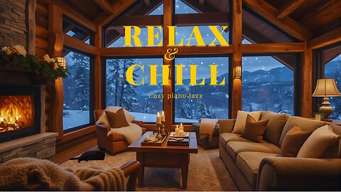 Smooth Jazz Instrumental for Focus & Relaxation | Cozy Winter Cabin ❄ Falling Snow for Sleep, Study,