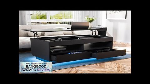 Versatile Lift Top Coffee Table with LED Lights High Gloss Surface Storage Review