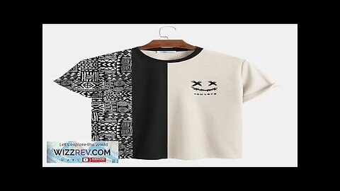 Mens Geometric Funny Face Print Patchwork Knit Short Sleeve T-Shirts Apricot Review