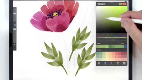 watercolor poppies made easy! watercolor tutorial for procreate __ paint a poppy flower in Procreate