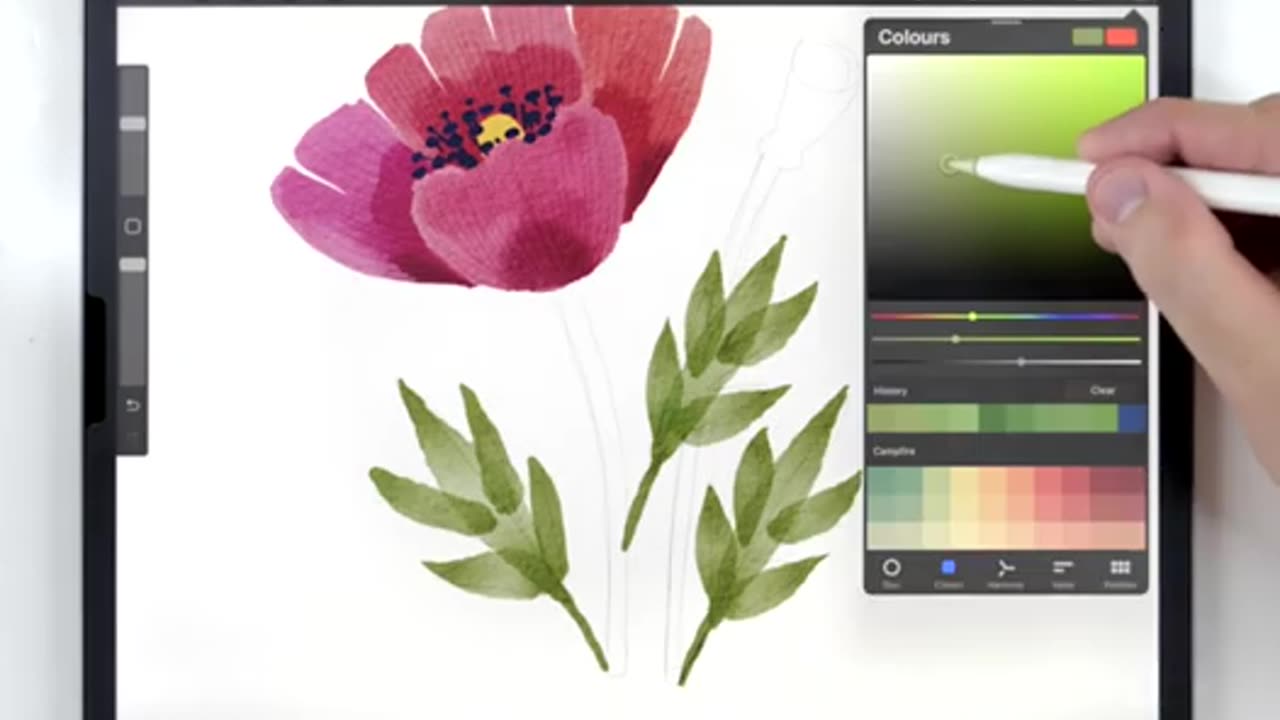 watercolor poppies made easy! watercolor tutorial for procreate __ paint a poppy flower in Procreate