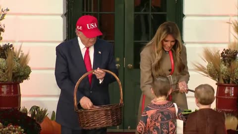 Trump and First Lady Melania Hand Out Candy at White House Halloween Celebration
