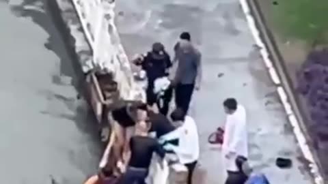 In Taizhou, China, a car plunged into a river.