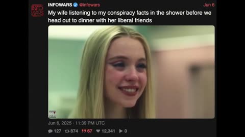 My wife listening to my conspiracy facts in the shower