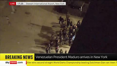 Venezuelan President Nicolás Maduro escorted out of plane by US authorities in New York.