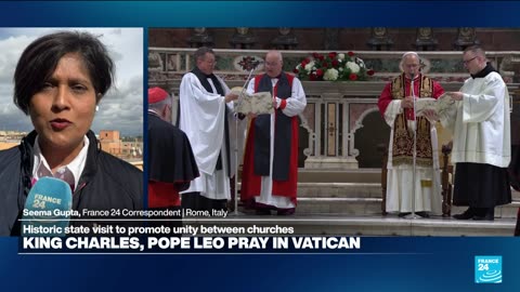 Moment istoric Antihristic, Regele Charles (Cap bisericii UK) si Papa Leo, Roma rugat împrenă
