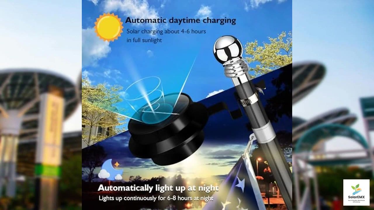 Flag Pole Light Solar Powered Warm Light 3000K