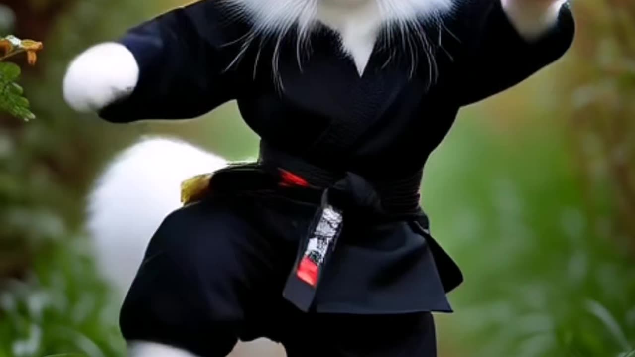 A cute cat turns into a ninja and attacks in style 😼🥷⚔️ Epic flip, dramatic music & viral vibes! 🔥✨