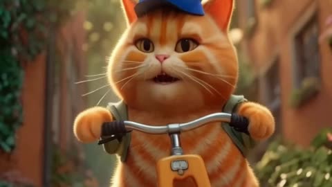 The Cutest Little Ginger Kitten You'll Ever See! Chubby Cat’s First Bike Ride!