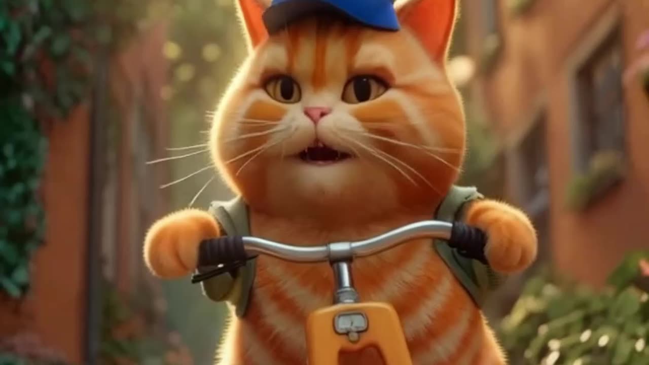 The Cutest Little Ginger Kitten You'll Ever See! Chubby Cat’s First Bike Ride!