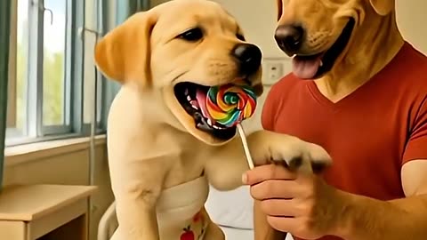 The dog ate ants along with ice cream