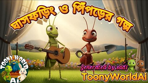 ঘাসফড়িং ও পিঁপড়ের গল্প 🐜 | Aesop’s Fable in Bengali | Moral Story for Kids | ToonyWorldAi