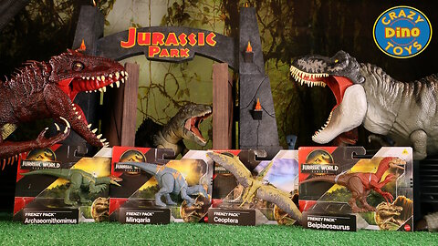 4 Jurassic World Rebirth Frenzy Pack Dinosaur Toys Unboxed Mattel 2025 Minqaria, Beipiaosaurus
