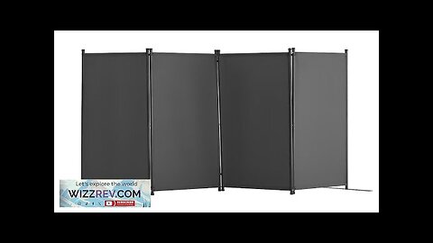 Room Divider 4-Panel Folding Privacy Screen Fabric Partition Office Gray Review