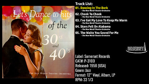 The New World Theatre Orchestra – Let's Dance To Hits Of The 30's & 40's Album - 1958 - CAT.# P–3100