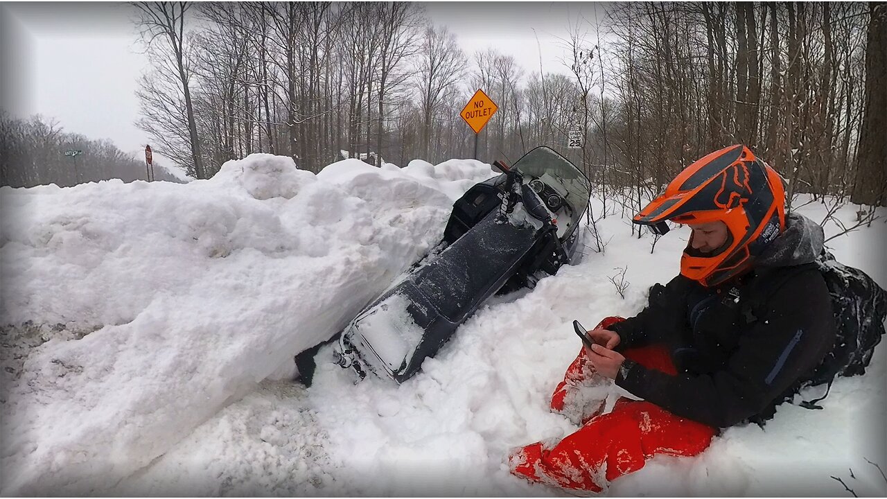 Old Trail Snowmobile Hits Deep Powder