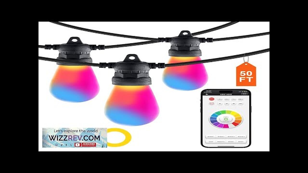 50FT RGB Outdoor String Lights Patio Waterproof Lights with APP Control Review