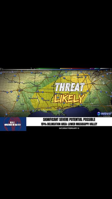 🌪️ Significant Severe Storm Threat Looms for Lower MS Valley Saturday! 2/10/25 #shorts #weather