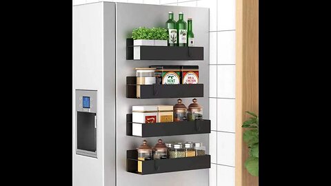 4 Pack Magnetic Spice Storage Rack Organizer for Refrigerator and Oven