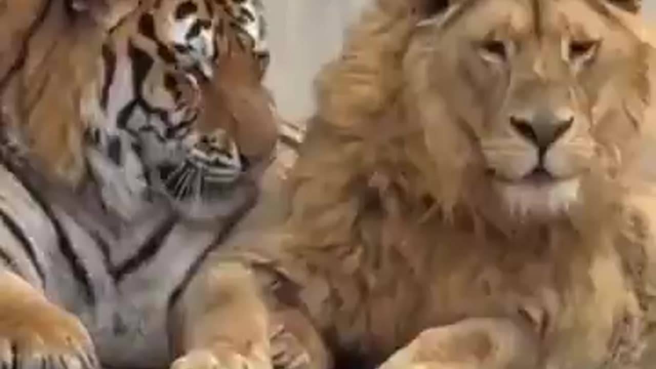 Tigerns lejon-kompis vill vara social IGEN... 😆