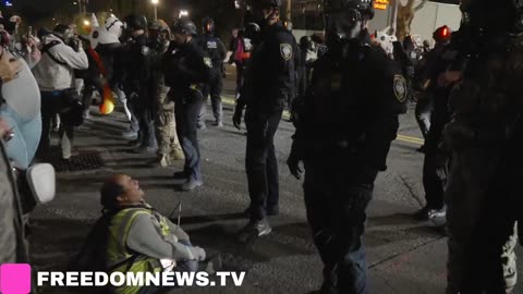 Portland Protesters pushed back as Federal Agents Clear road outside ICE Detention Center