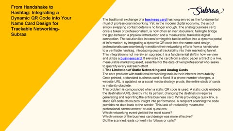 From Handshake to Hashtag: Integrating a Dynamic QR Code into Your Name Card Design