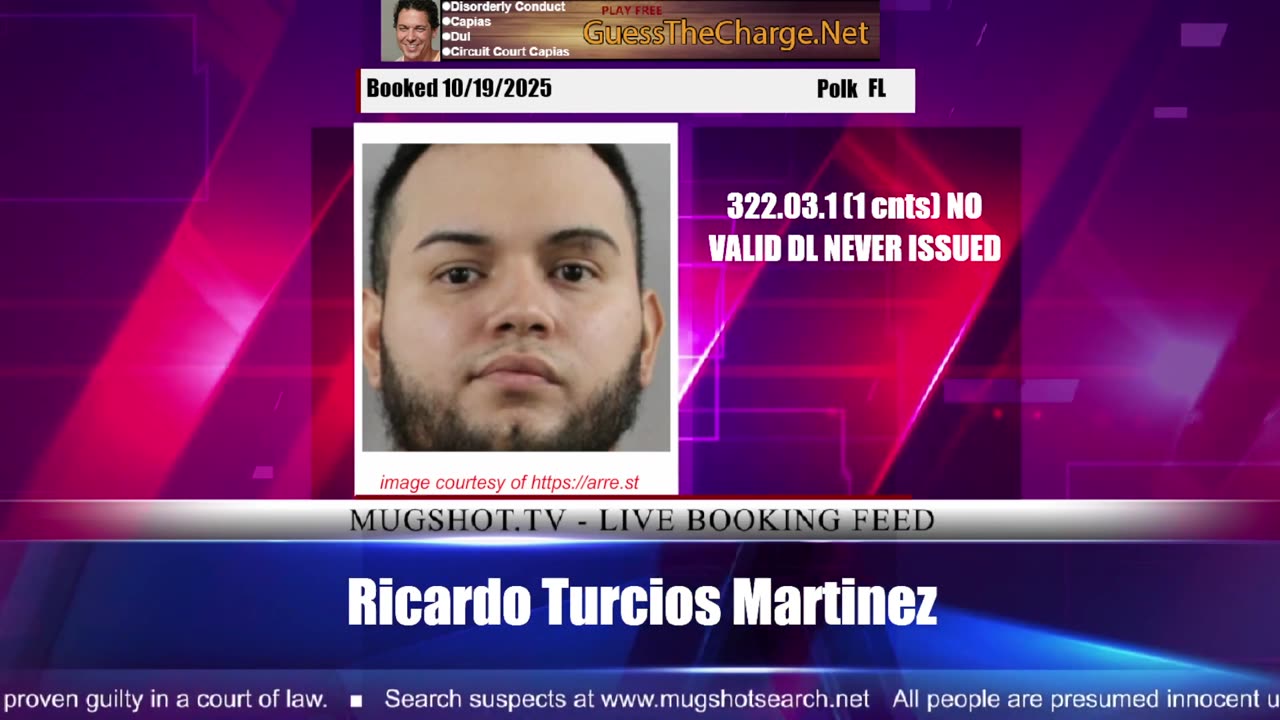 Mugshot TV - Live Arrest Booking Video Stream