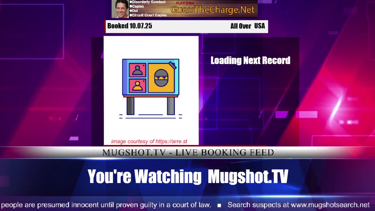 Mugshot TV - Live Arrest Booking Video Stream