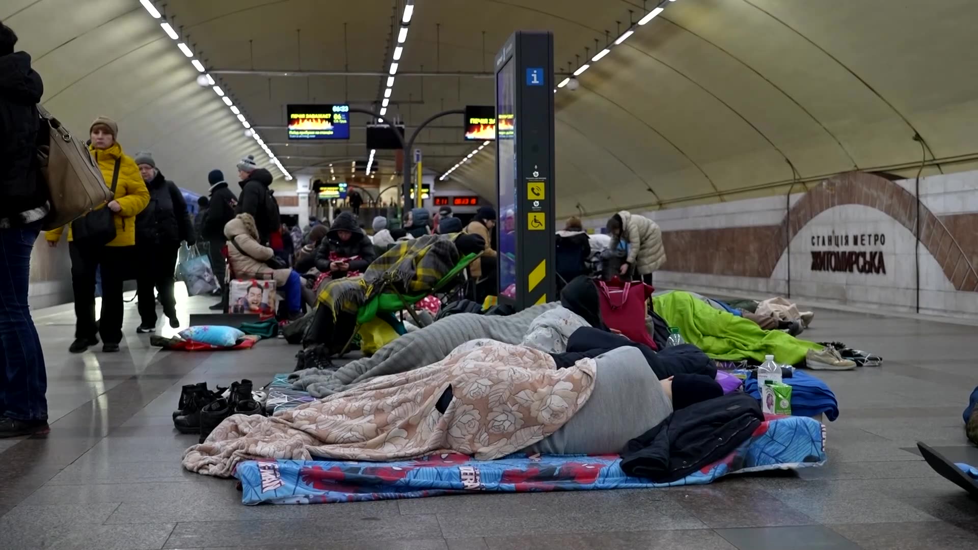 Kyiv resident takes shelter in metro after Russian strike hits home