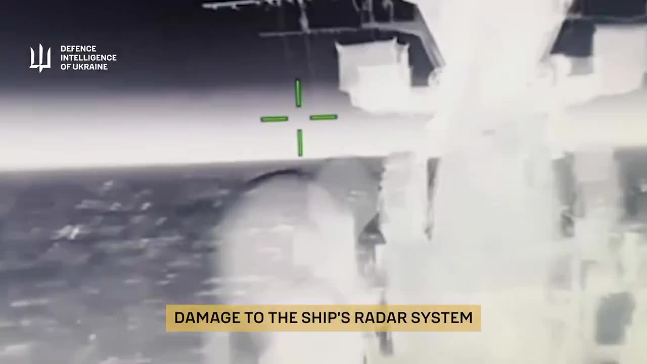 Russian Warship Hit by Multiple Attack Drones