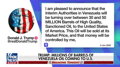 Chính quyền lâm thời tại Venezuela sẽ chuyển giao từ 30 đến 50 TRIỆU thùng dầu cho Hoa Kỳ.