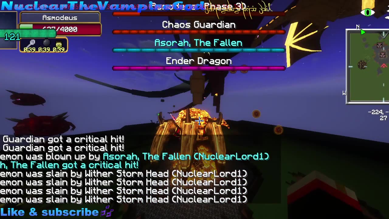 Minecraft Mob Battle ChaosGuardian,Witherstorm team nuclear vs Asmodeus the demon