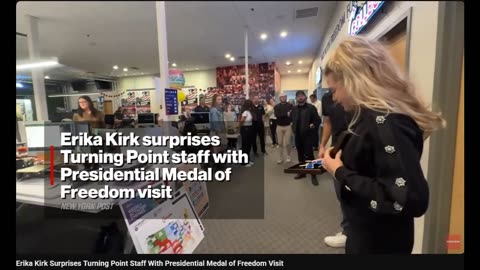 Erika Kirk Surprises Turning Point Staff With Presidential Medal of Freedom Visit