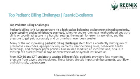 Top Pediatric Billing Challenges | Reenix Excellence