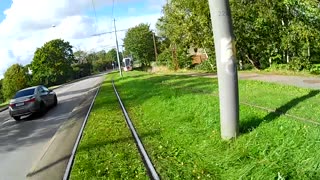 Tram surfing in Tallin Estonia