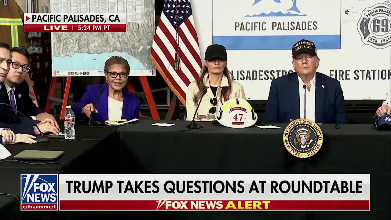 LA Mayor Karen Bass and Trump with a very tense exchange now..