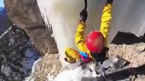 Experience of Climbing the dangerous ice pillar...