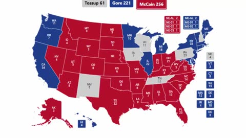 Alternate History 2000 Election Prediction - Al Gore vs John McCain