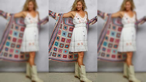 POL Open Front Crochet Cardigan with Weave Knit Patterns