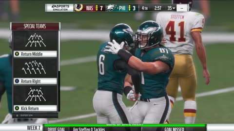 1966 REDSKINS VS MADDEN 18 , week 7 PHILADELPHIA EAGLES