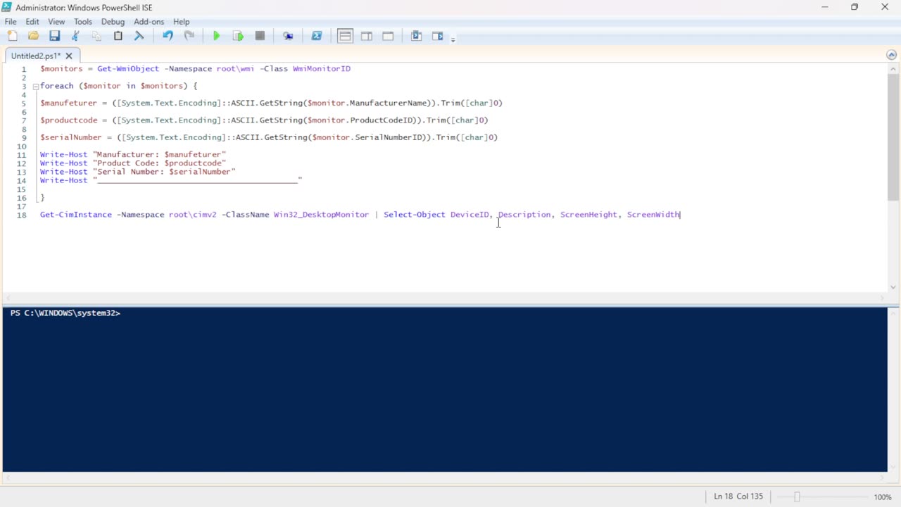 Retrieve Monitor and Display Information Using PowerShell