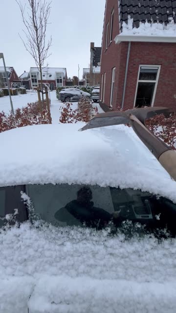 Guy Shovels Snow Off His BMW