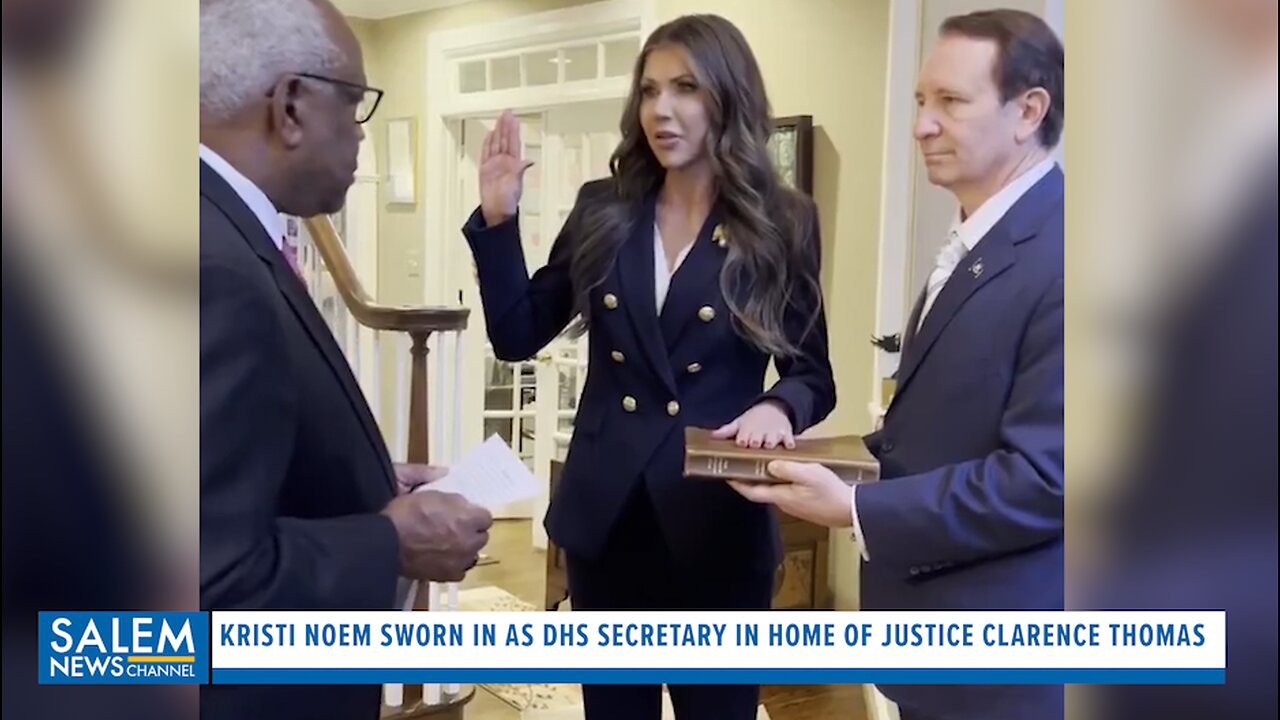 Kristi Noem Sworn In As DHS Secretary In Home Of Justice Clarence Thomas