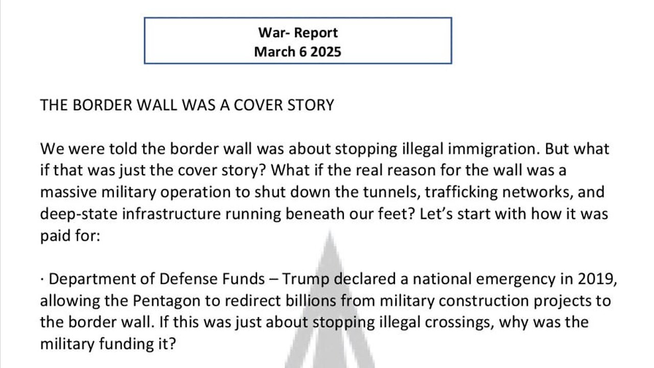 WAR REPORT - MARCH 6 2025 - THE BORDER WALL WAS A COVER STORY